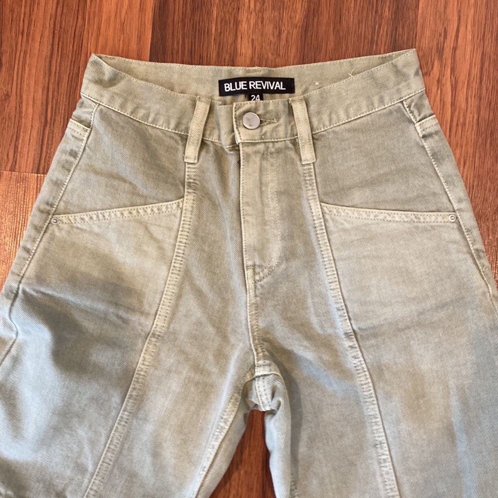 Blue Revival size24 olive green cargo style denim - Picture 6 of 16
